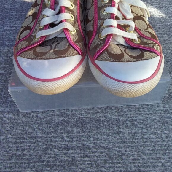 Coach Sneakers Signature Women's Size 9B Fabric Upper with Pink Trim Low Cut - Picture 4 of 11